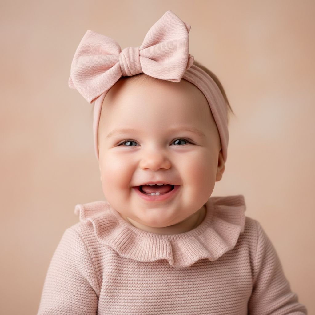 Generated baby wearing a pink bow