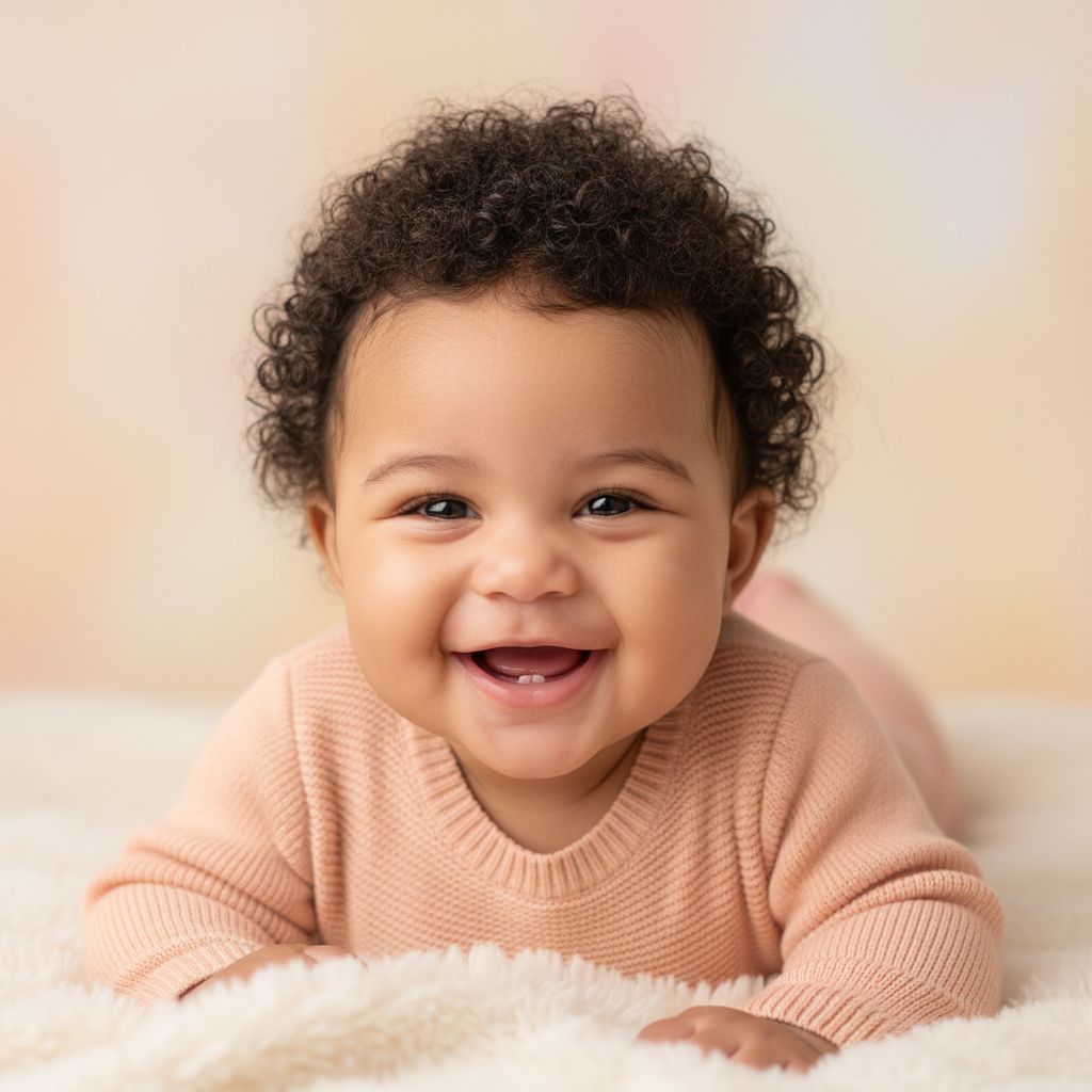 Generated curly-haired baby