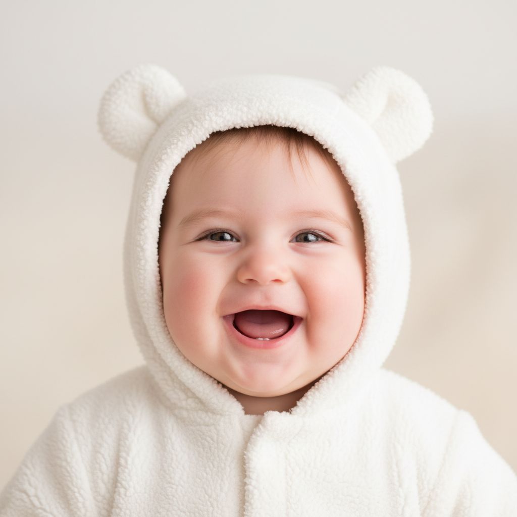 Generated baby wearing a soft hood