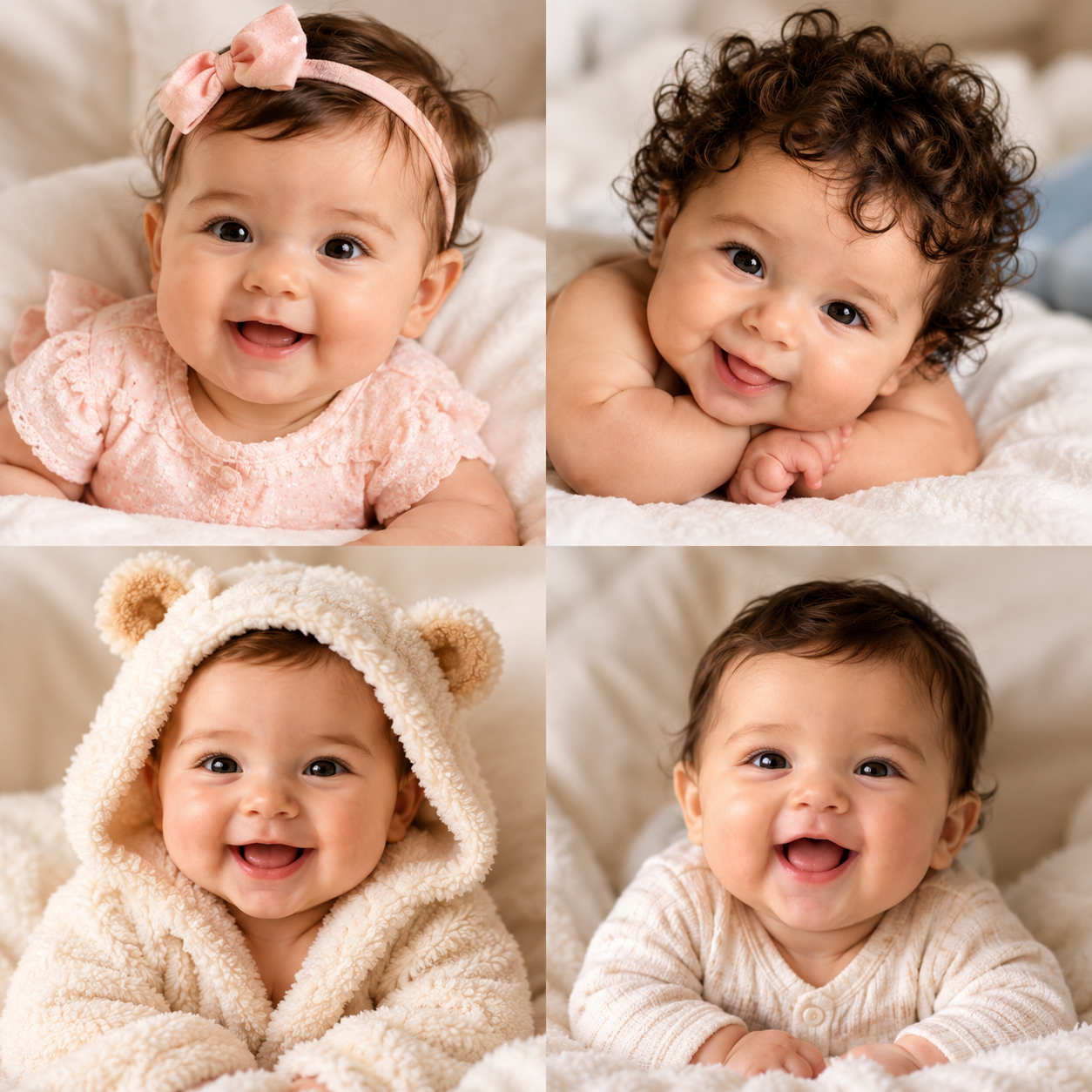 Generated baby wearing a pink bow